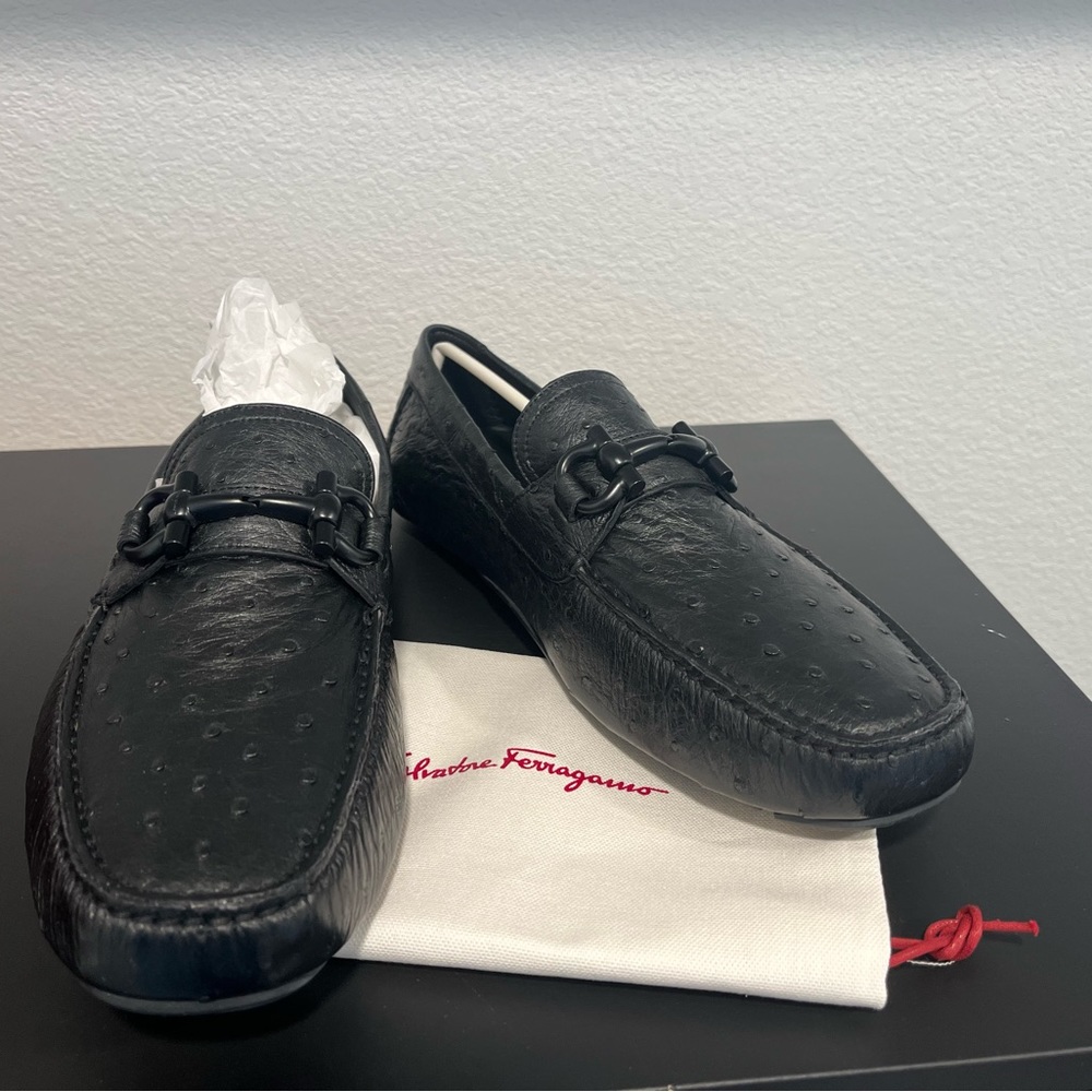 Ferragamo Ostrich Skin loafers.